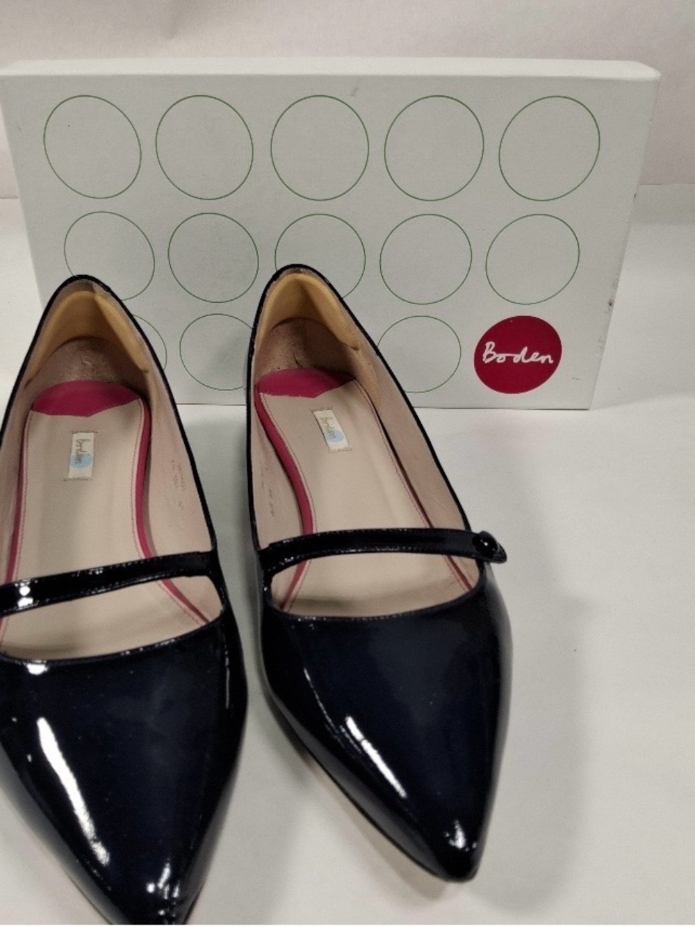 Boden Black Patent Pointed Mary Jane Flats Sz 9.5